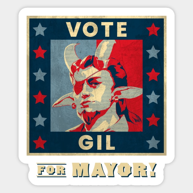 Vote Gil for Mayor Sticker by The d20 Syndicate